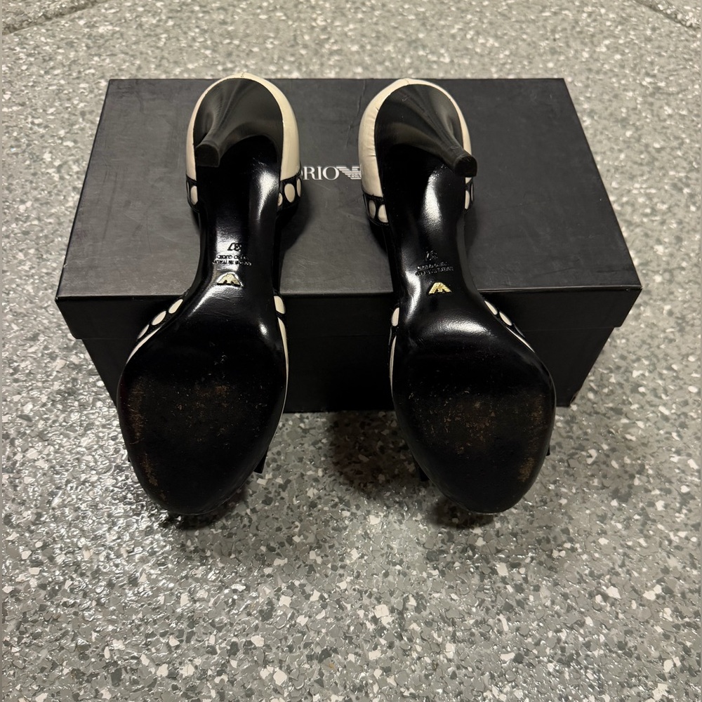 Emporio Armani Black & White Polka Dot D'Orsay Stiletto Pumps - Picture 3 of 5